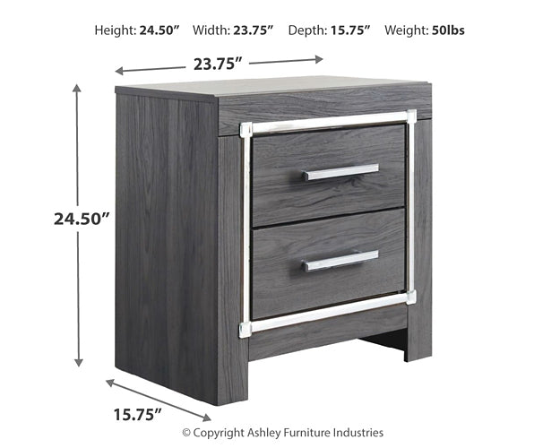 Lodanna Queen Panel Bed with 2 Storage Drawers with Mirrored Dresser, Chest and Nightstand