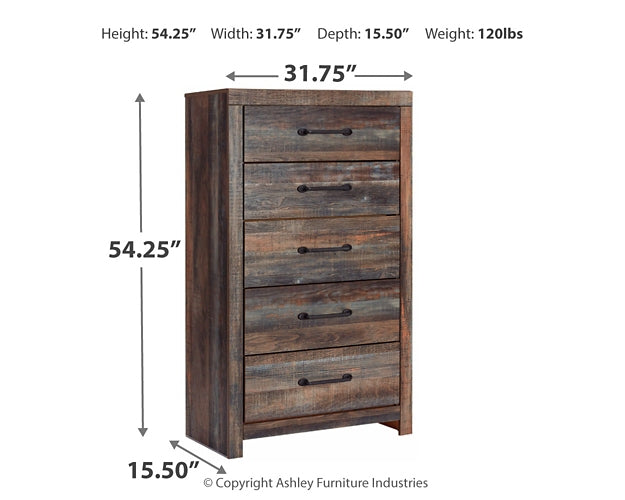 Drystan Twin Panel Bed with 2 Storage Drawers with Mirrored Dresser and Chest