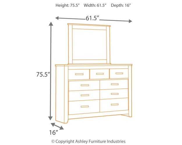 Brinxton Full Panel Bed with Mirrored Dresser