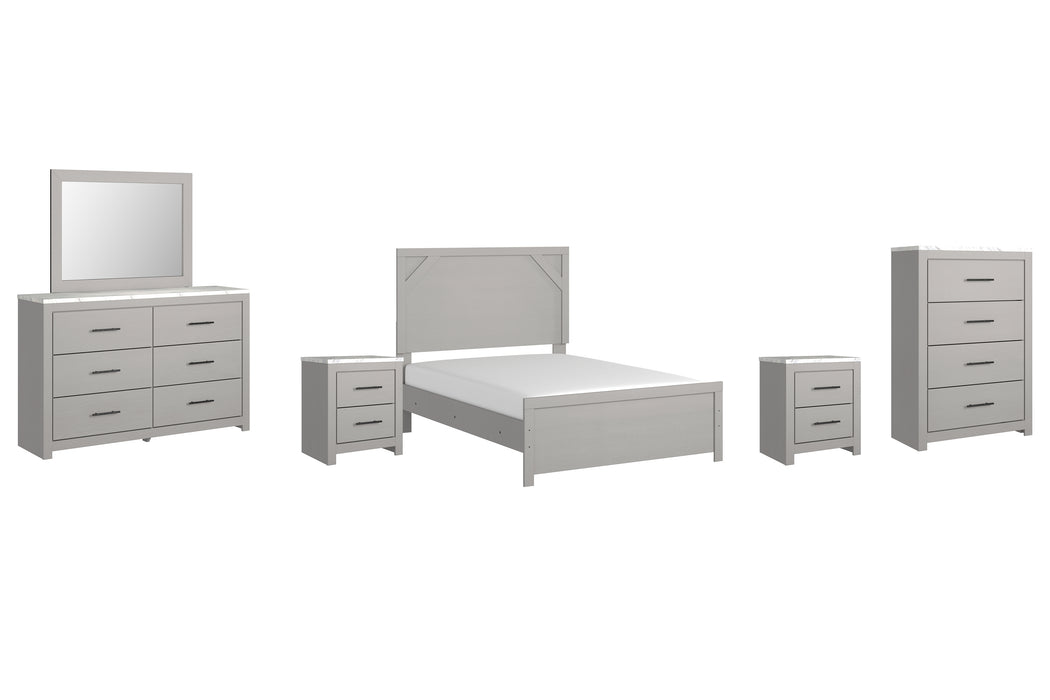 Cottonburg Full Panel Bed with Mirrored Dresser, Chest and 2 Nightstands