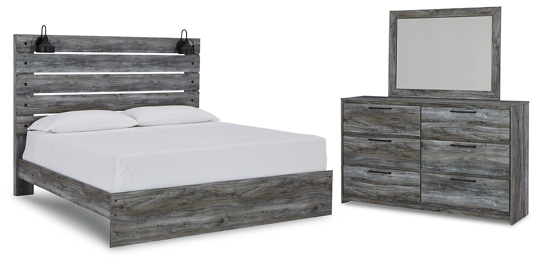 Baystorm King Panel Bed with Mirrored Dresser