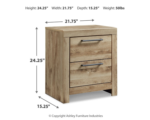 Hyanna Full Panel Bed with Storage with Mirrored Dresser and 2 Nightstands