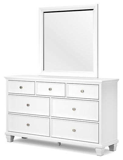 Fortman King Panel Bed with Mirrored Dresser, Chest and Nightstand