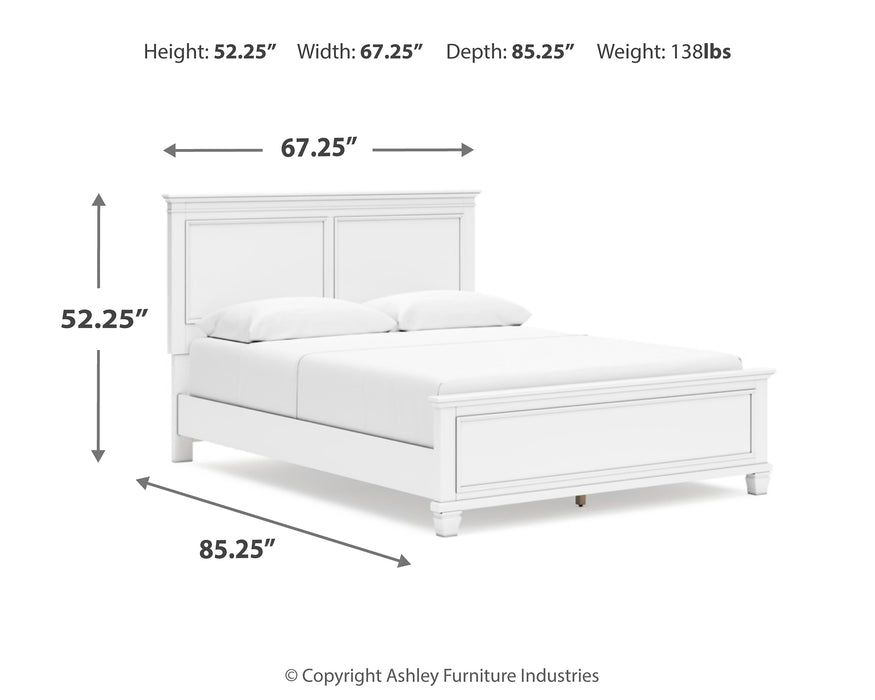 Fortman Queen Panel Bed with Mirrored Dresser