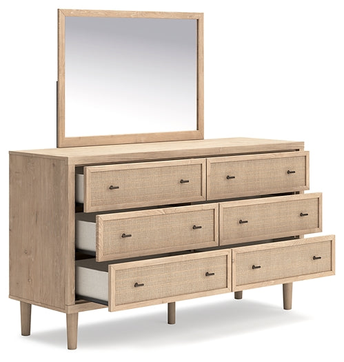 Cielden Queen Panel Headboard with Mirrored Dresser, Chest and 2 Nightstands