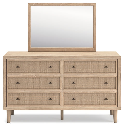 Cielden Queen Panel Headboard with Mirrored Dresser, Chest and Nightstand